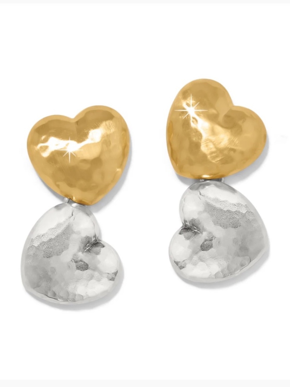 Brighton Trianon Heart  Small Two One  Post  Drop  Earrings NWT